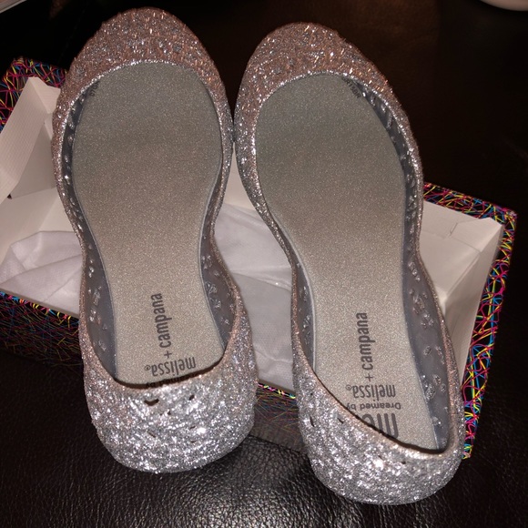 BRAND NEW MINI MELISSA SILVER GLITTER - Picture 4 of 5